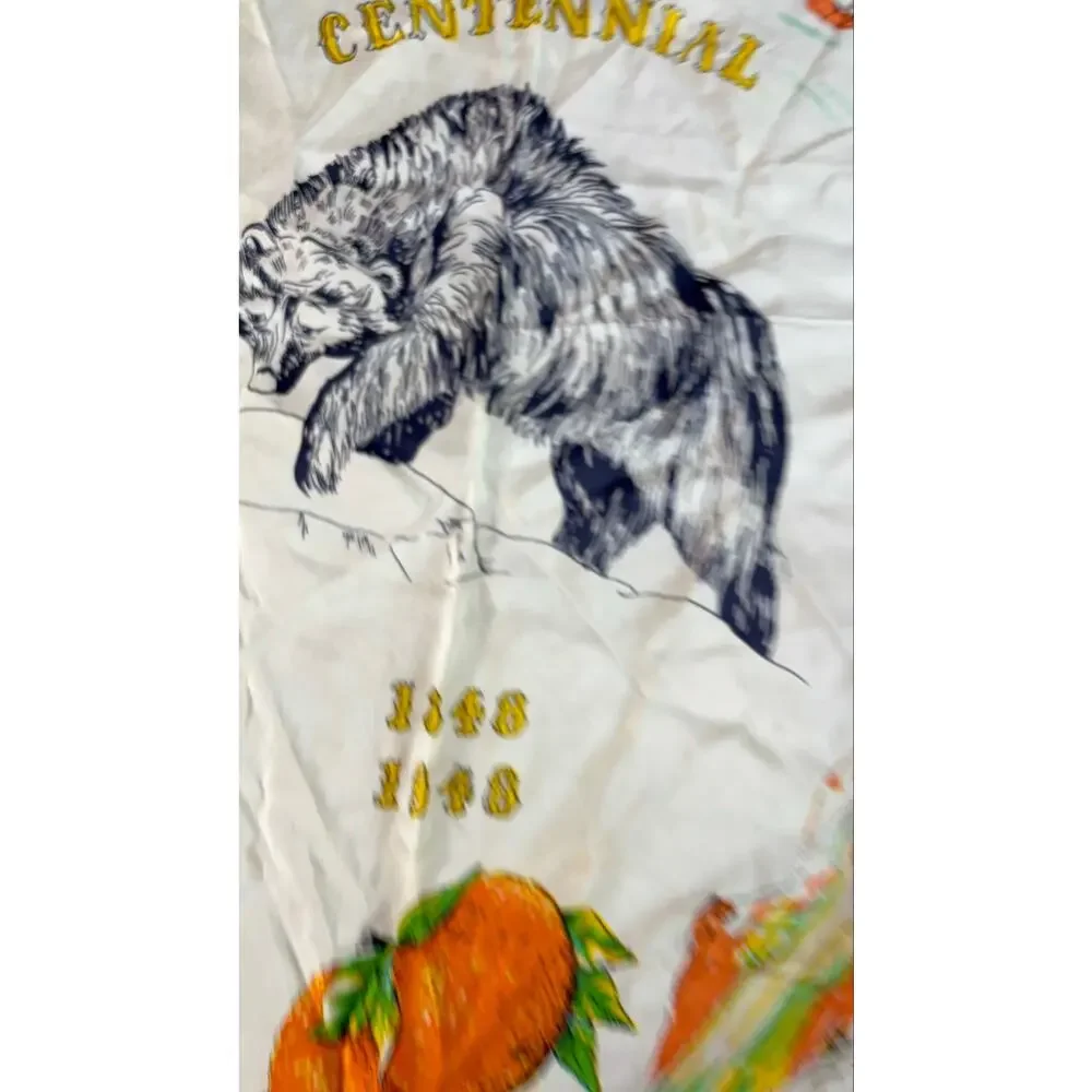 XL Vintage 40s Square California Centennial Bear Scarf- 33x31